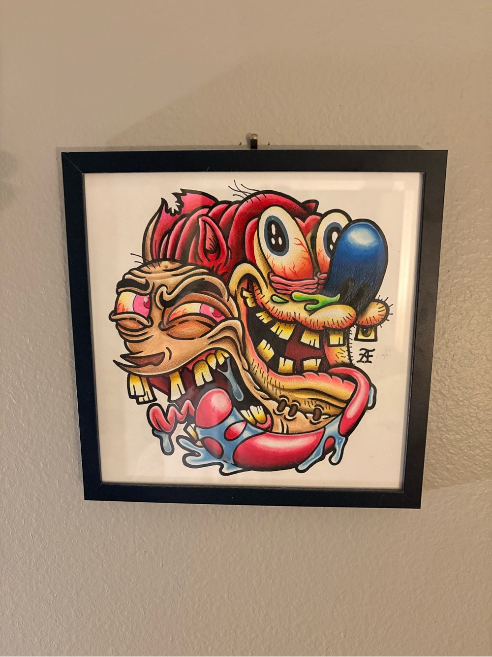 Ren & Stimpy Colorful Pop Surrealist Wall Art - Framed Cartoon Print